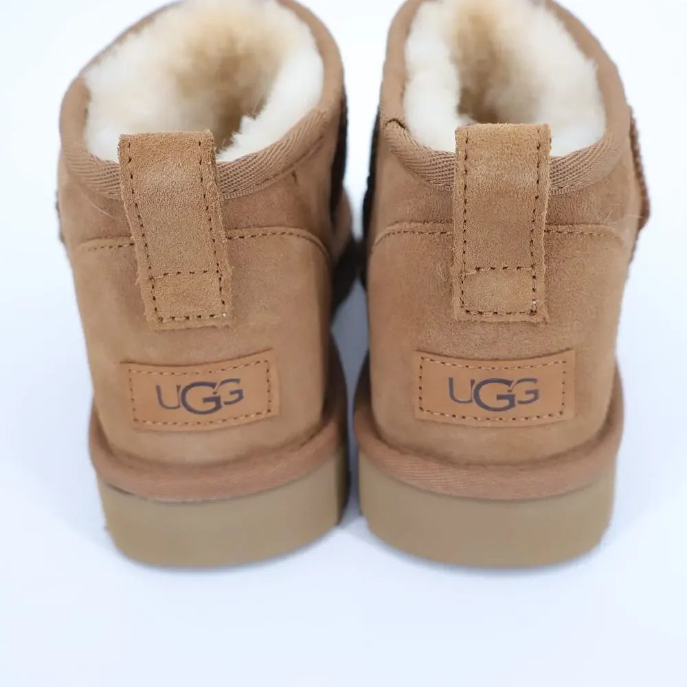 UGG Classic Ultra Mini Ankle Boot Chestnut NIB Sheepskin Winter Boot Women's 10